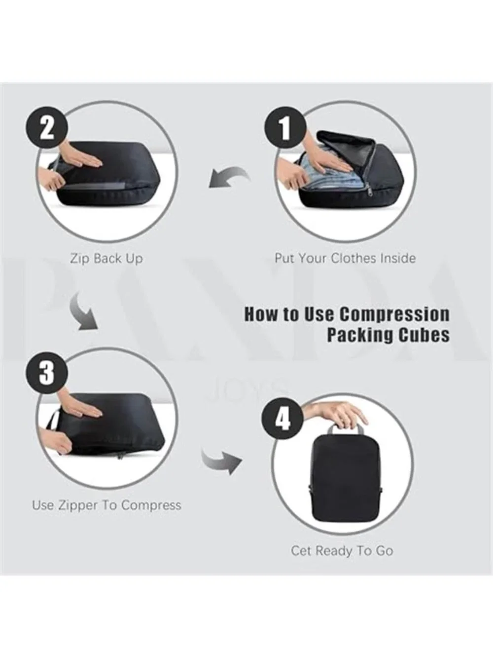 Compression Packing Cubes Travel Luggage Organizer Bags Space Saver 4 Piece